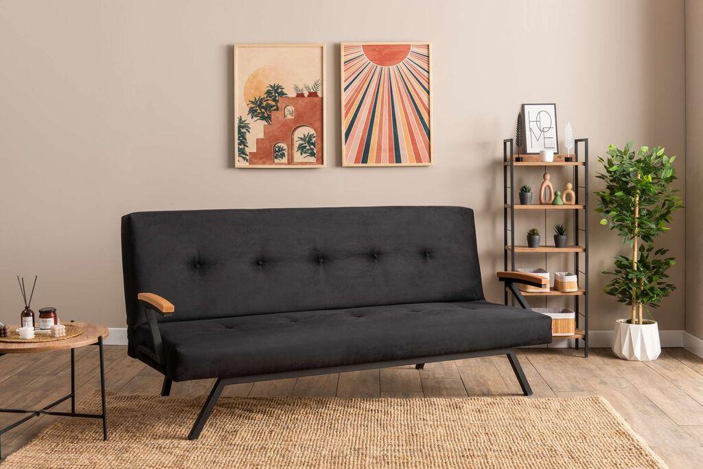 Atelier del Sofa Trosed na razvlačenje Zven, 180x64x78cm, Crni