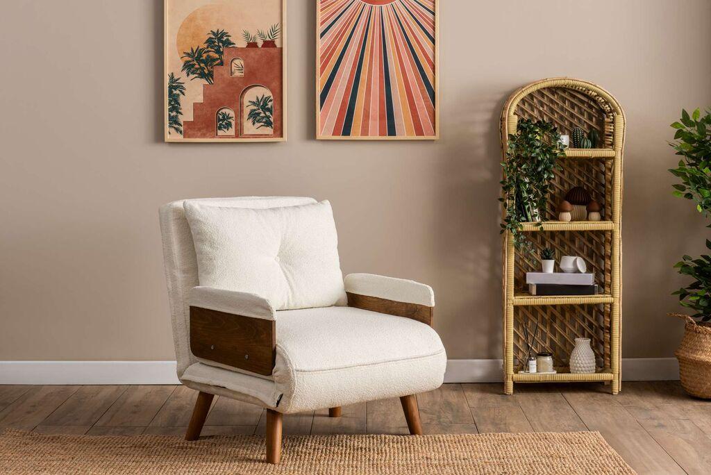 Atelier del Sofa Fotelja na razvlačenje Cosmo, 190x70x82cm, Bela