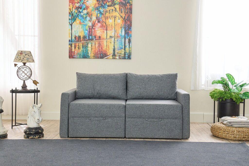 Atelier del Sofa Dvosed na razvlačenje Saros, 155x72x110cm, Sivi