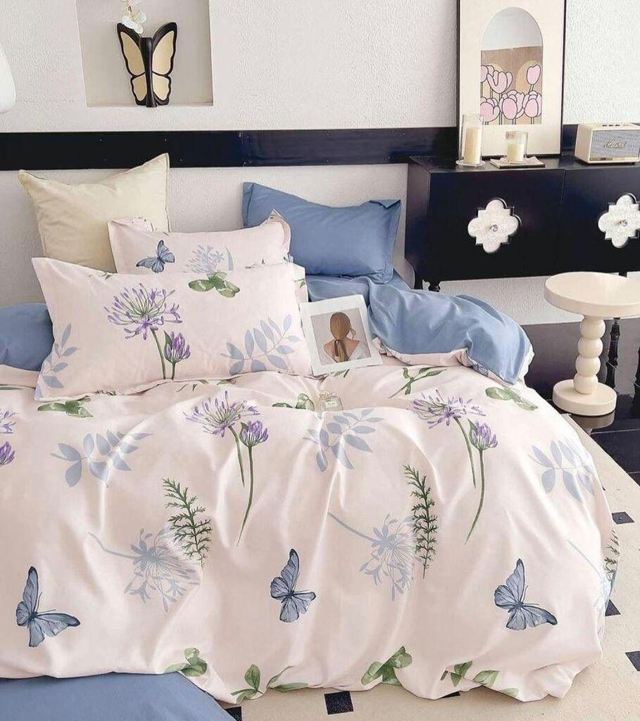 Minnah Dream Set posteljine Mystere, 160x220cm, Belo-plavi