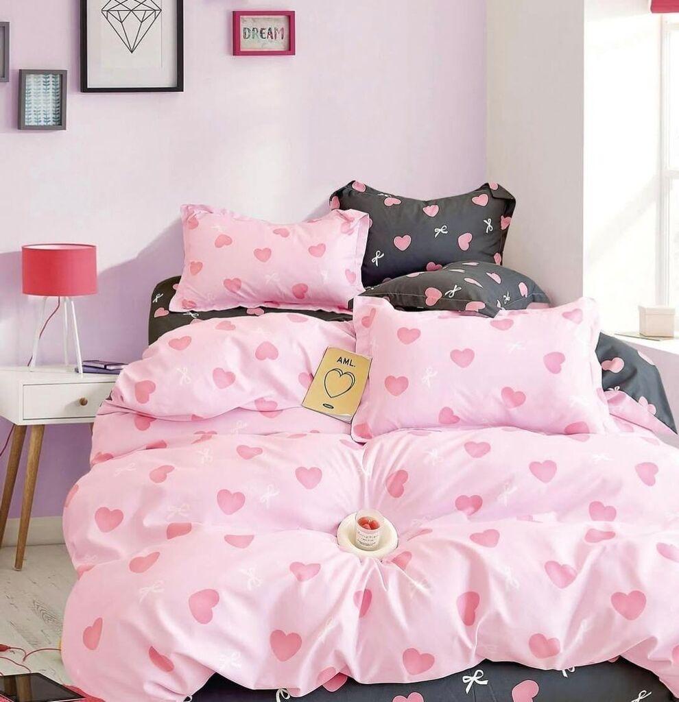 Minnah Dream Set posteljine Perle, 160x220cm, Roze-crni