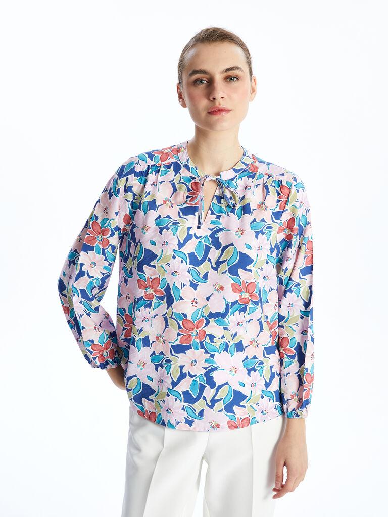 LC Waikiki Ženska bluza, S5DJ41Z8-F9C, Dug rukav, Okrugli izrez, Šarena