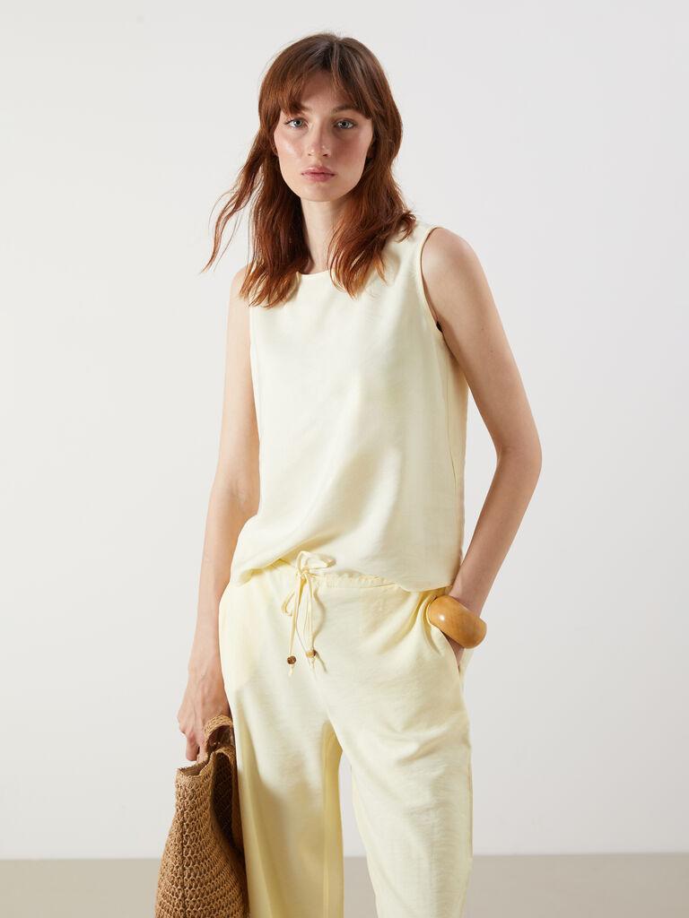 LC Waikiki Ženska bluza, S5O528Z8-FDQ, Bez rukava, Okrugli izrez, Žuta