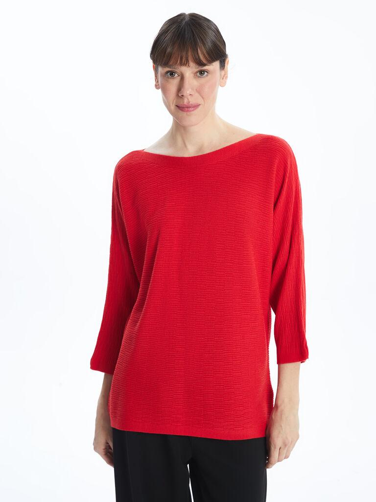 LC Waikiki Ženski džemper, W40269Z8-S00, Okrugli izrez, Crveni