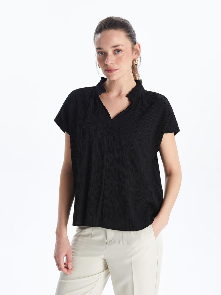 LC Waikiki Ženska bluza, S5JL68Z8-CVL, Kratak rukav, Crna