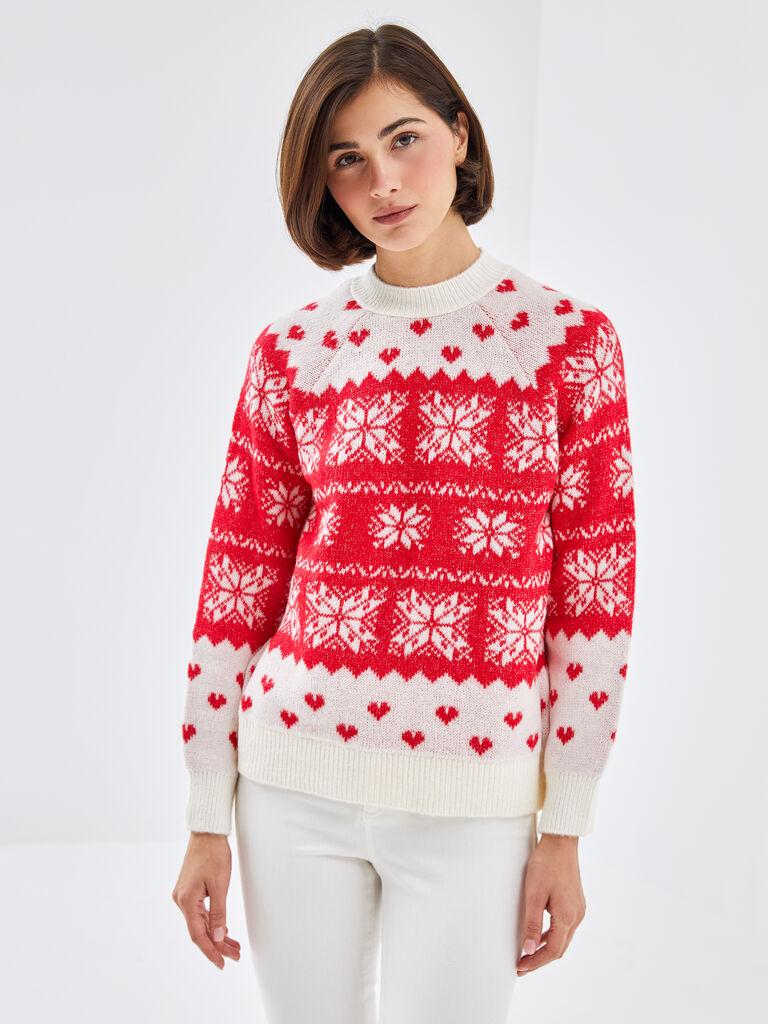 LC Waikiki Ženski džemper, W4IJ08Z8-R9J, Okrugli izrez, Crveni