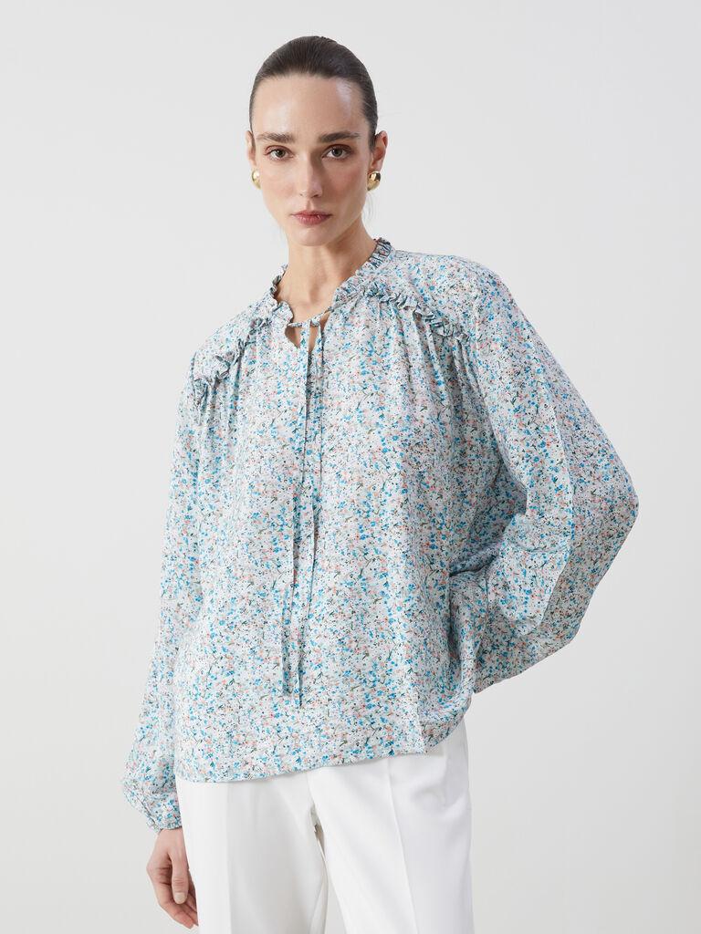 LC Waikiki Ženska bluza, S5BS66Z8-LRR, Dug rukav, Okrugli izrez, Plava