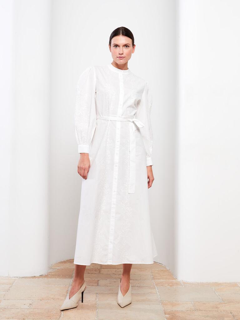 LC Waikiki Ženska haljina, S31699Z8-SJT, Midi, Bela