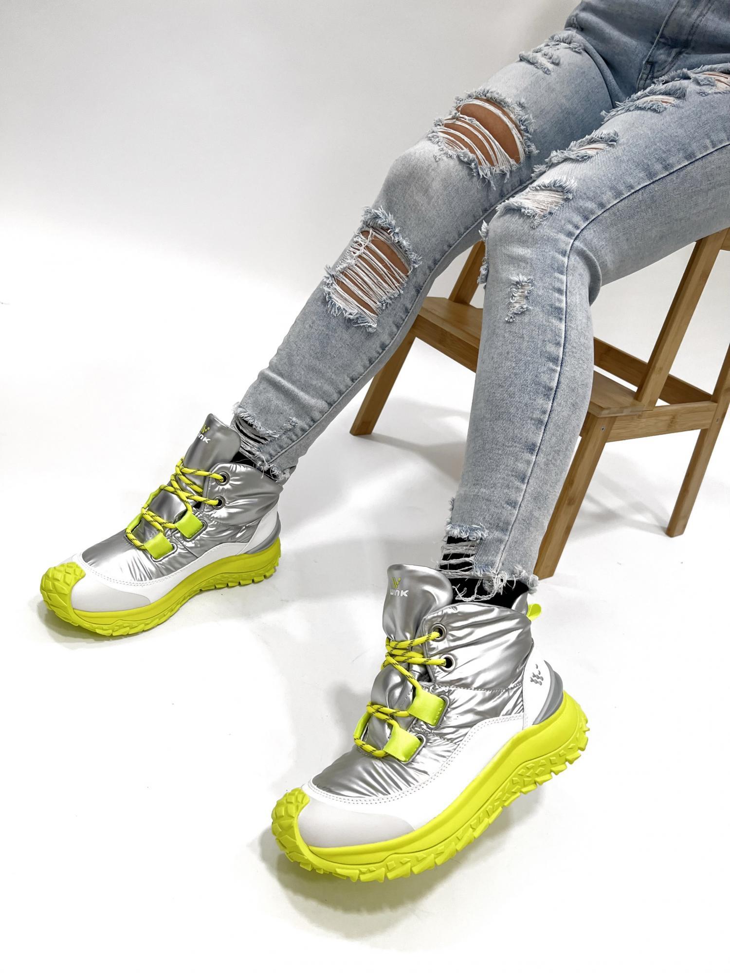 HOP HOP SHOP Ženske VODOOTPORNE patike E725, Bele neon , Žuta, Srebrne