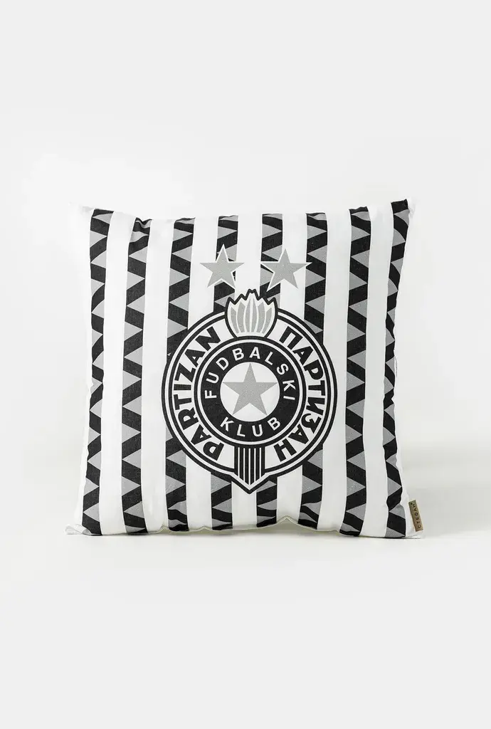 Stefan Ukrasni jastuk Partizan, 40x40 cm, Crno-beli