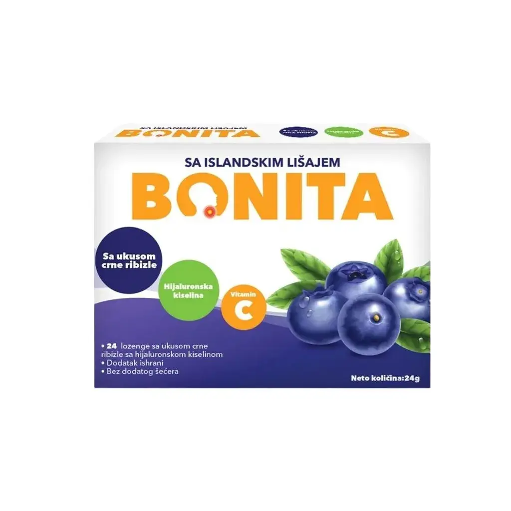 Bonita Lozenge Crna ribizla i hijaluronska kiselina, 24 komada