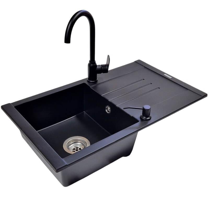 SanDonna Sudopera sa slavinom i sifonom Arona, Afro slavina, Crni ugradni dozer za tečnost, Crna