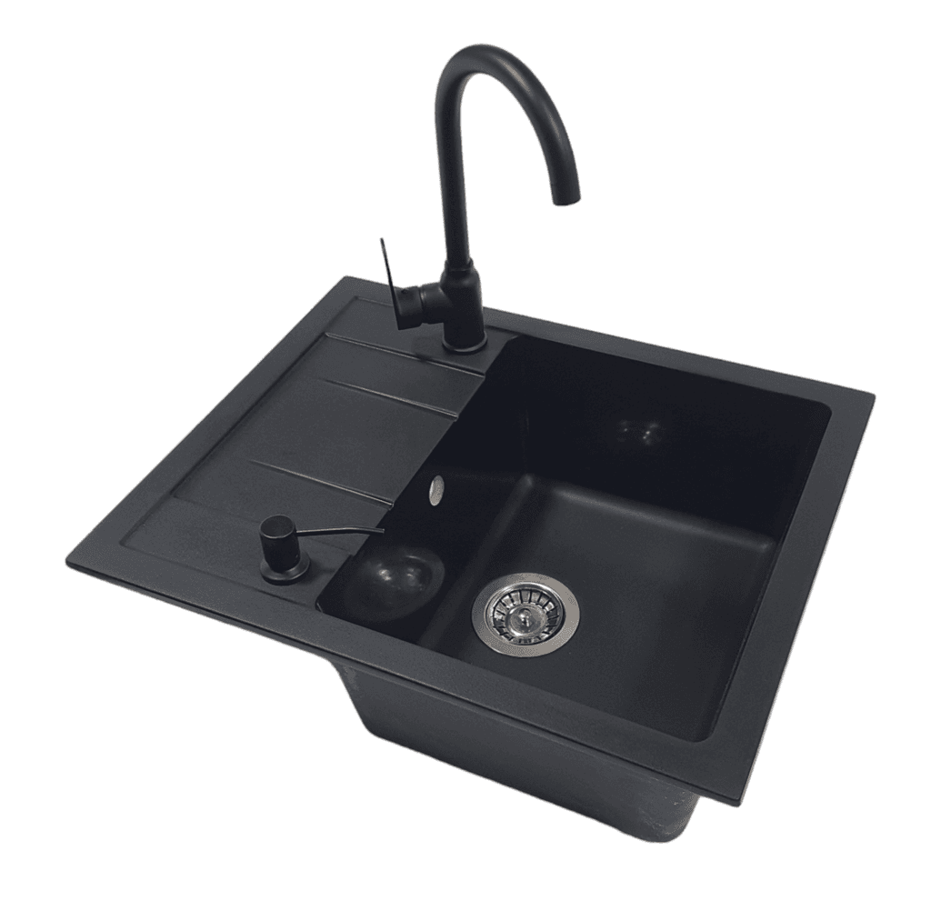 SanDonna Sudopera sa slavinom i sifonom U607, Afro, Ugradni dozer, Crna