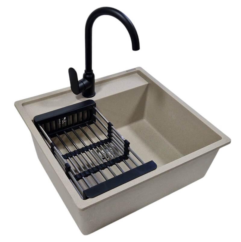 SanDonna Sudopera sa slavinom i sifonom Selena, Afro slavina, Teleskopski ocedjivač, Bež