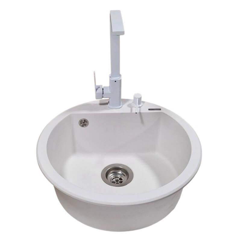 SanDonna Sudopera sa slavinom i sifonom Lena, Elegance Bela slavina, Beli ugradni dozer, Bela