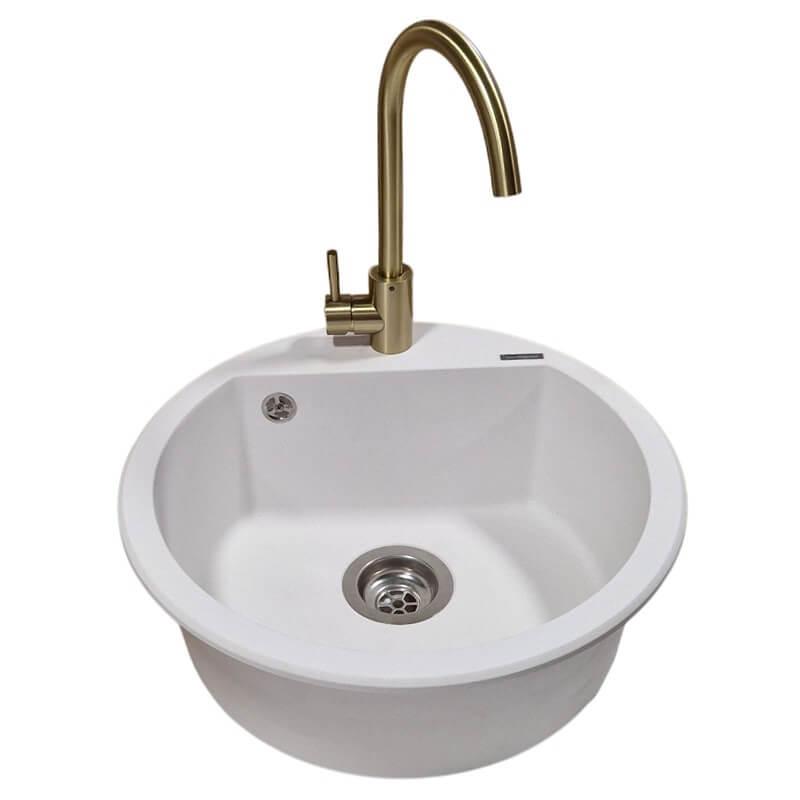 SanDonna Sudopera sa slavinom i sifonom Lena, Zlatna Slovarm slavina, Bela