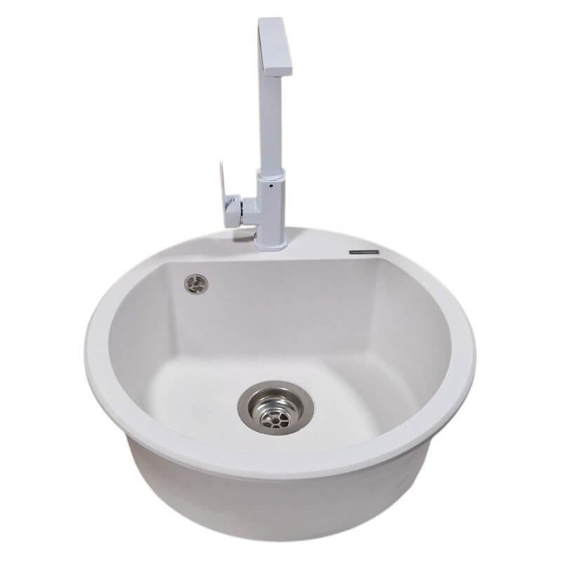 SanDonna Sudopera sa slavinom i sifonom Lena bela + Elegance Bela slavina