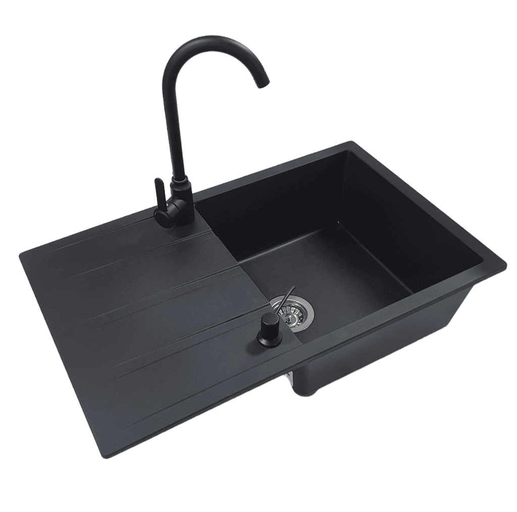 SanDonna Sudopera sa slavinom Paulina, Black Swan, Ugradni dozer, Granit, Crna