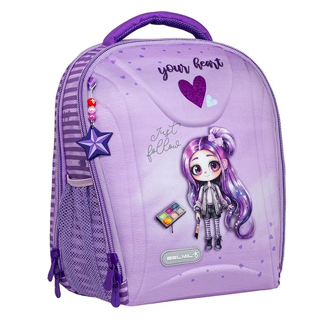 Belmil Školski ranac za devojčice Purple hair girl 338-82, Ljubičasti