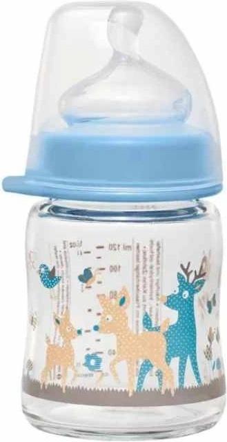 Nip Staklena flašica sa širokim otvorom, 120ml, 0m+, Plava