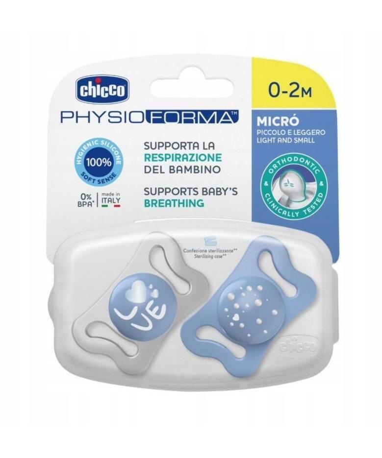 Chicco Micro silikonska laže, 0-2m, 2 komada, Plave