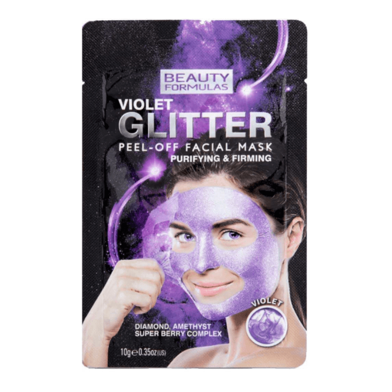 Beauty Formulas Violet Glitter Peel Off Maska za lice, 10 g