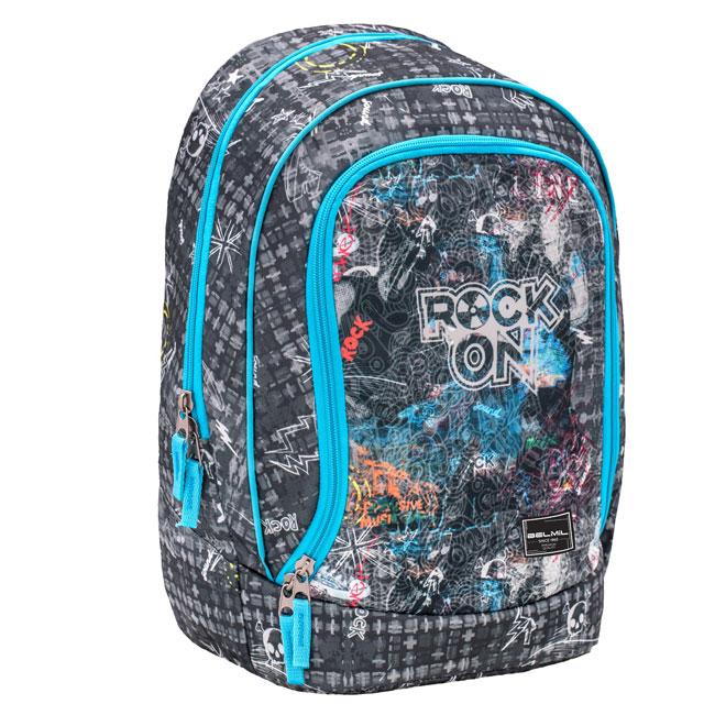 Belmil Školski ranac za dečake Rock on 338-79, Sivo-plavi