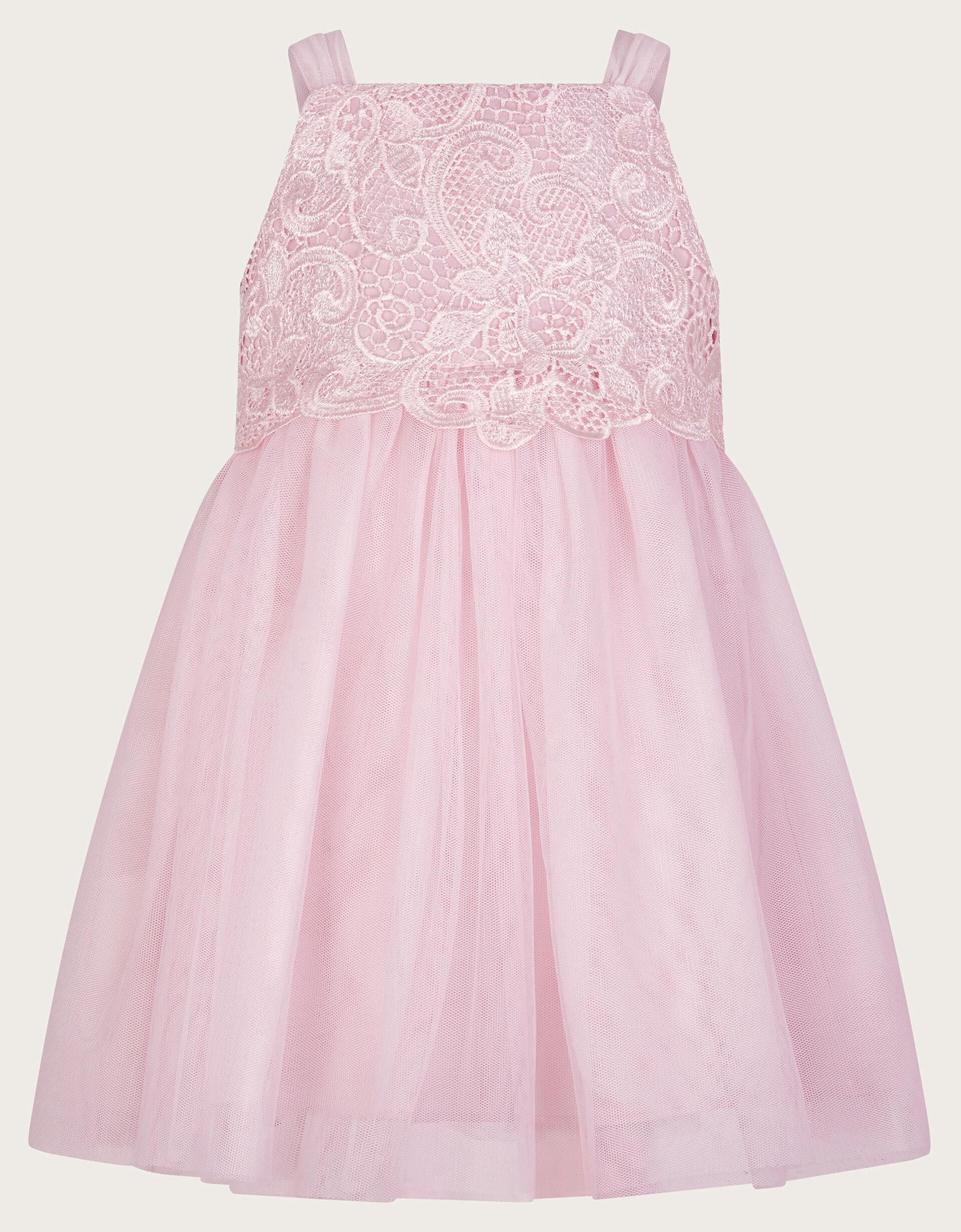 Monsoon Haljina za devojčice Anna Lace Tier Strap, Svetlo roze