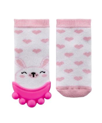 BabyJem Pamučne čarape sa glodalicom za devojčice, 6-12m, Roze