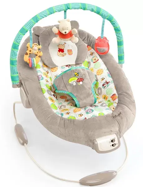 Kids II Muzička ležaljka za bebe Winnie the Pooh, Siva
