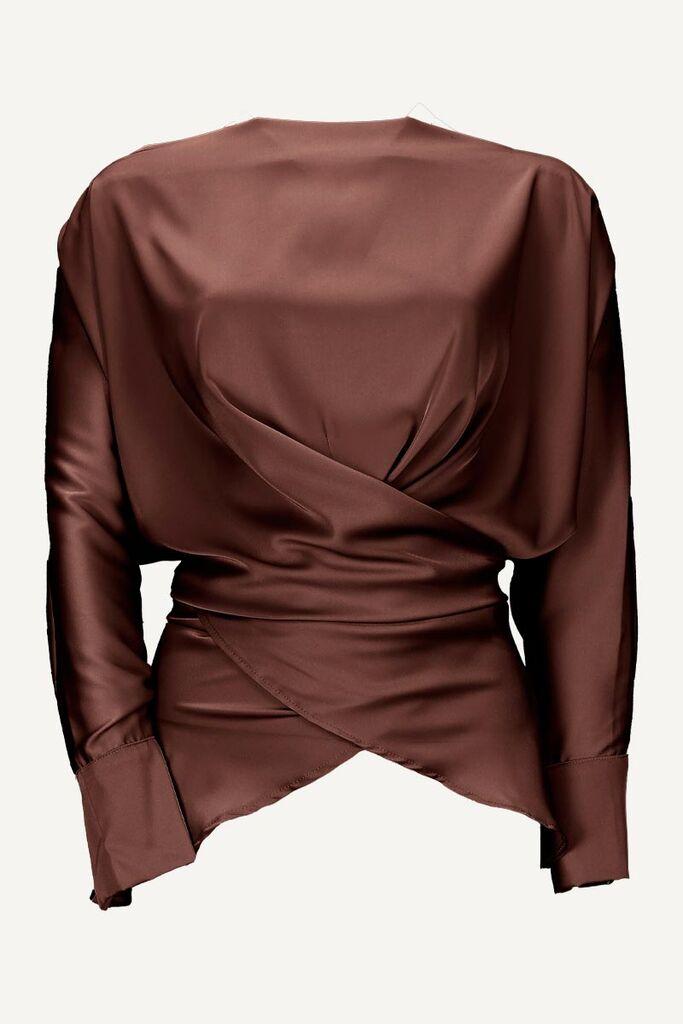 Ženska bluza sa rukavima Amaya, Braon