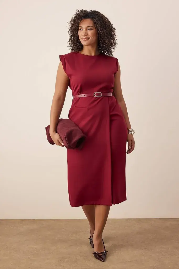 Trendyol Curve Ženska haljina Tbbaw26Ah00085, Bordo