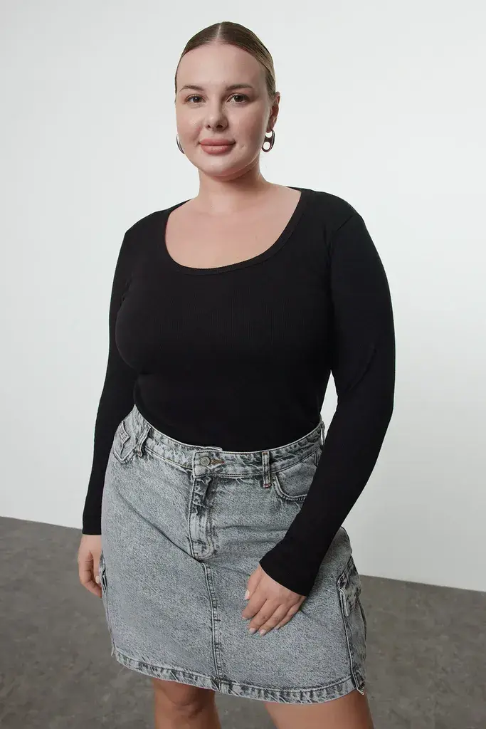 Trendyol Curve Ženska bluza Tbbaw25Af00018, Crna