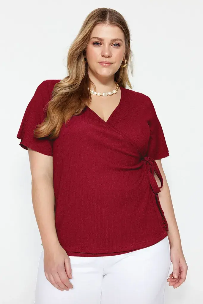 Trendyol Curve Ženska bluza Tbbss23Ah00126, Crvena