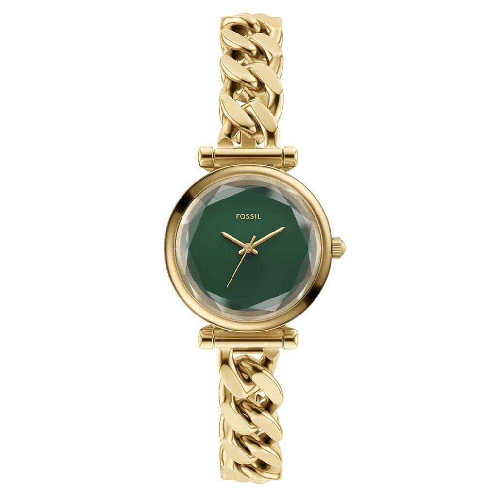 Fossil Ženski kvarcni sat Carlie, Zeleno-zlatne boje