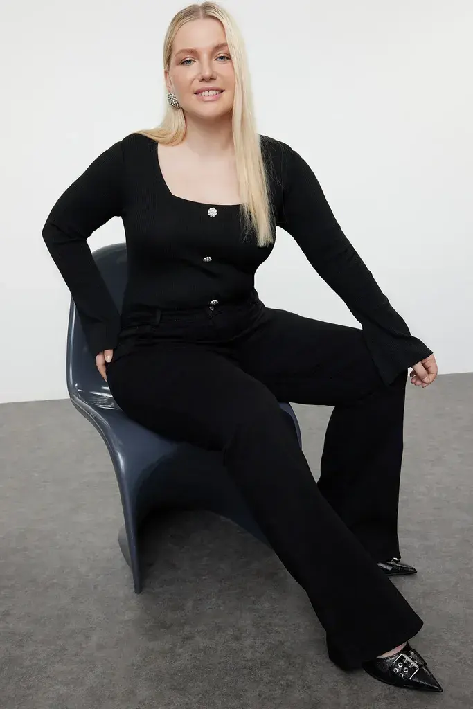 Trendyol Curve Ženska bluza TBBAW25AF00001, Crna