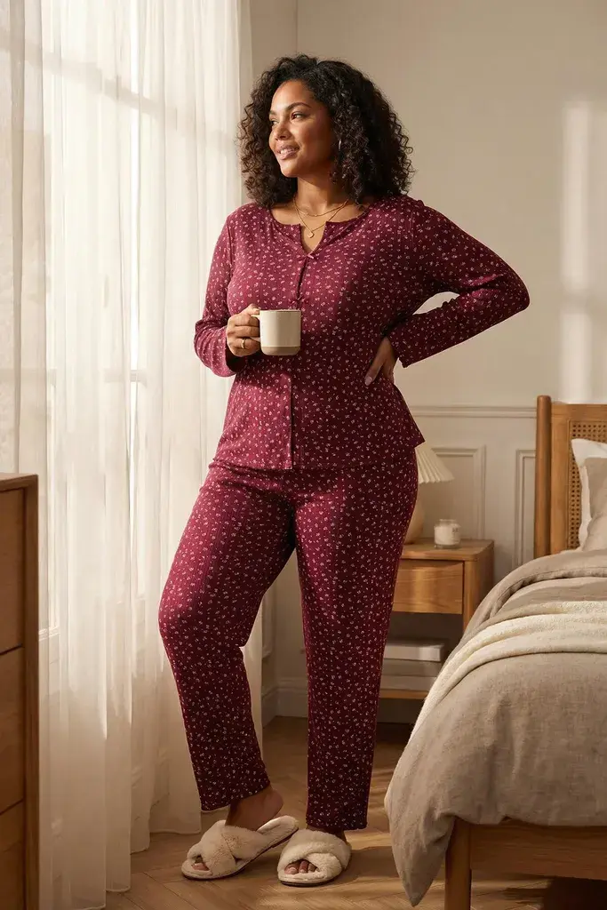 Trendyol Curve Ženski set pidžama Tbbaw26Ai00059, Bordo