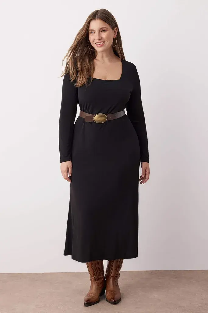 Trendyol Curve Ženska haljina Tbbaw26Ah00016, Crna