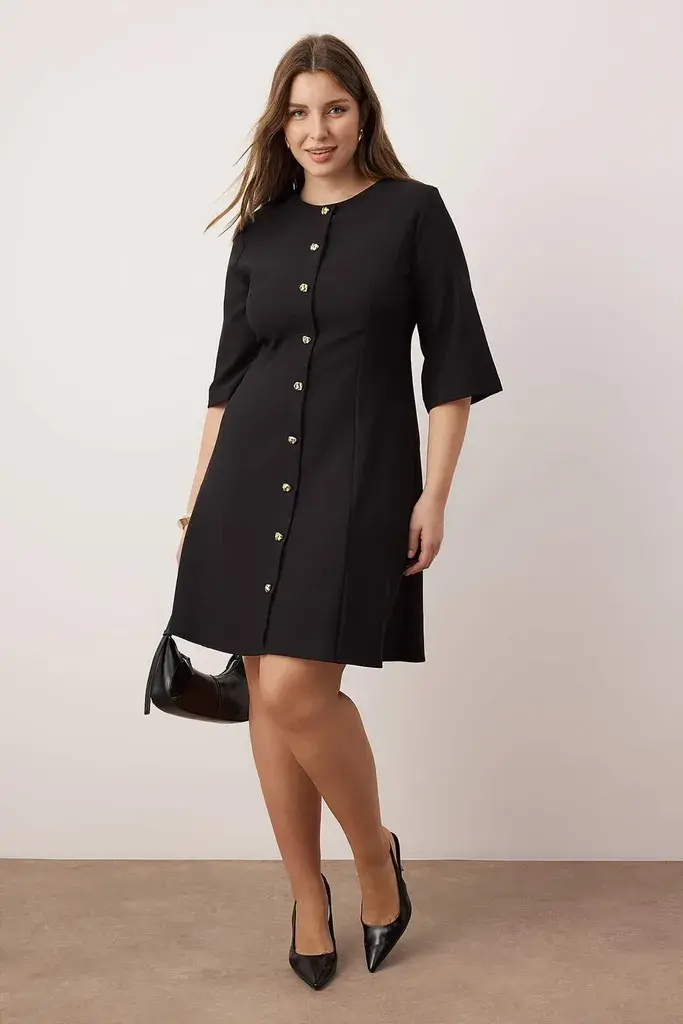 Trendyol Curve Ženska haljina Tbbaw26Ah00068, Crna