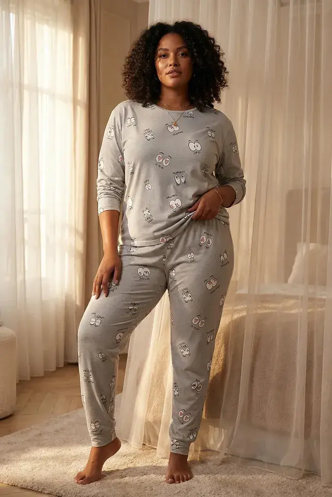 Trendyol Curve Ženski set pidžama TBBAW25AI00010, Sivi