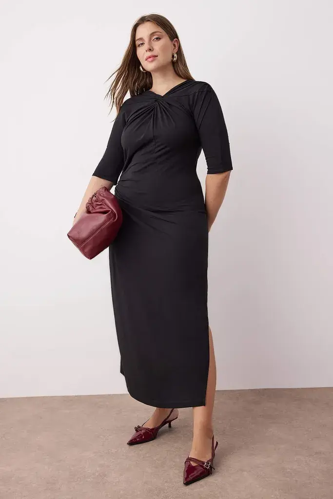 Trendyol Curve Ženska haljina Tbbaw26Ah00053, Crna