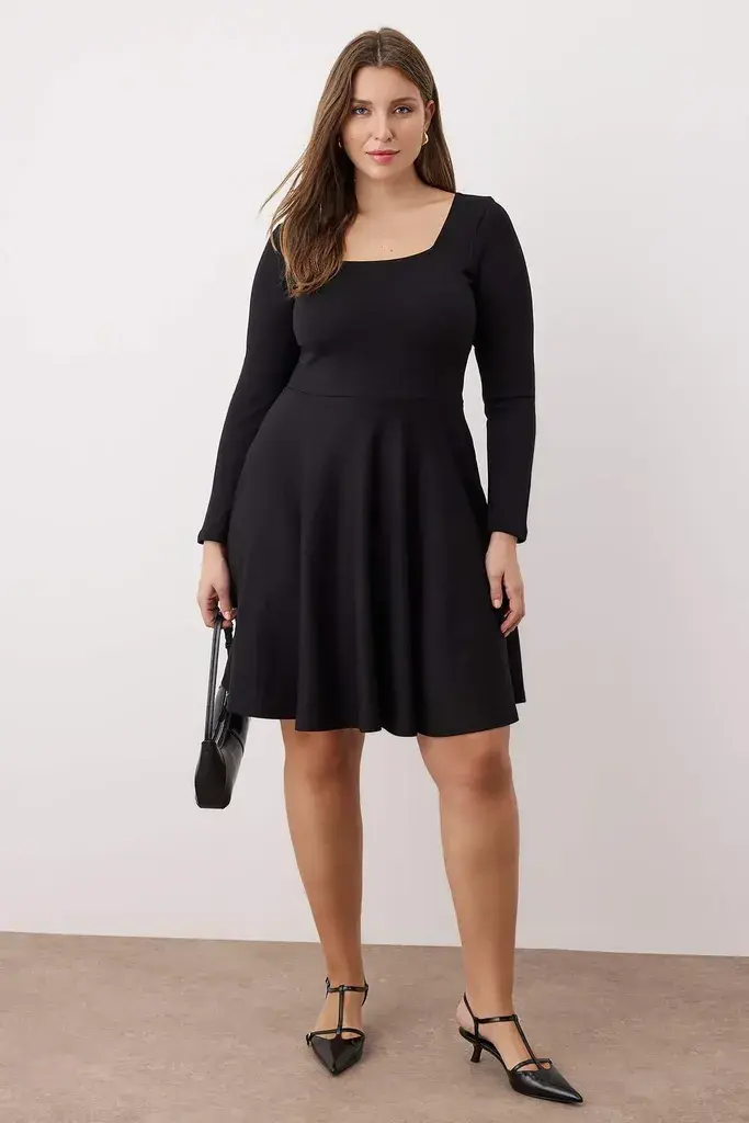 Trendyol Curve Ženska haljina Tbbaw26Ah00058, Crna