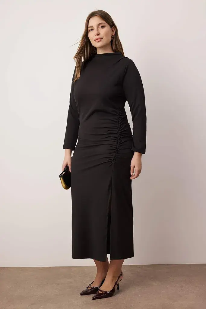 Trendyol Curve Ženska haljina Tbbaw26Ah00055, Crna