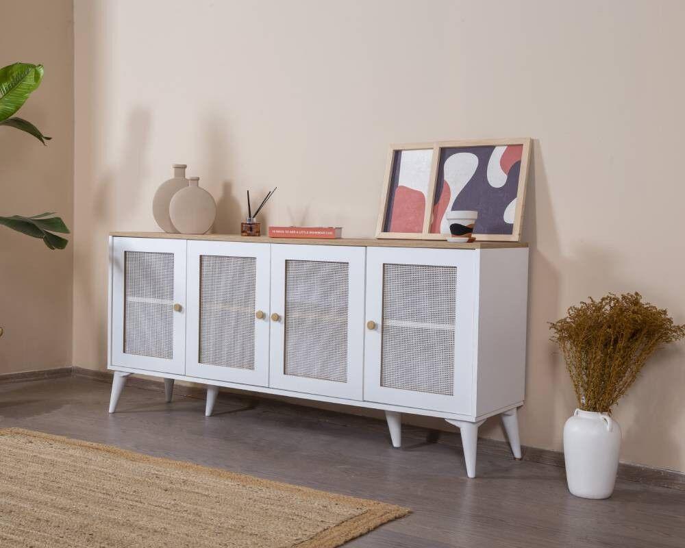 Hanah Home Konzola Calvin, 80x180x41 cm, Bela-hrast