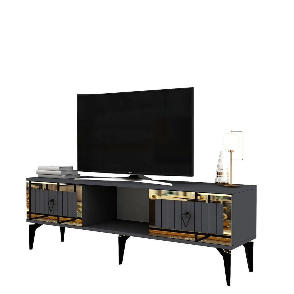 Hanah Home TV Komoda Linda, 150x44,6x29,6 cm, Antracit-Zlatne boje