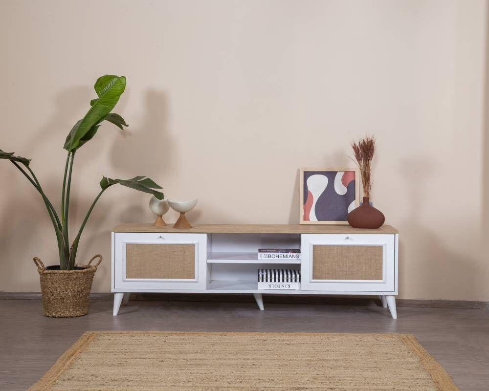 Hanah Home TV Komoda Mount, 55x180x41 cm, Belo-Hrast