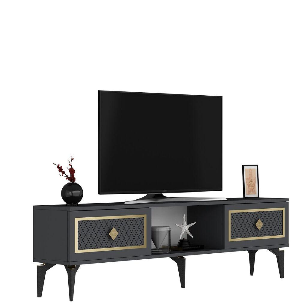 Hanah Home TV Komoda Herry, 150x44,6x29,6 cm, Antracit-Zlatne boje
