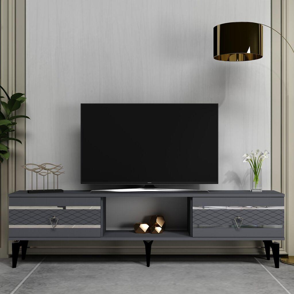 Hanah Home TV Komoda Pelin, 150x44,6x29,6 cm, Antracit-Srebrne boje