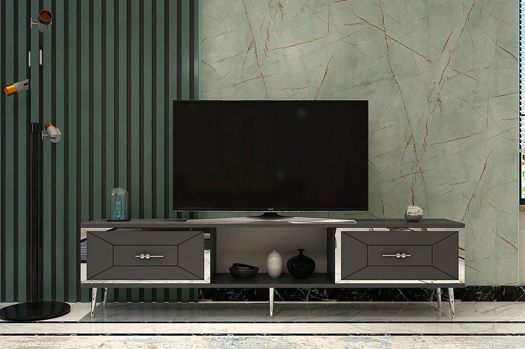 Hanah Home TV Komoda Arno, 150x40,6x29,6 cm, Antracit-Srebrne boje