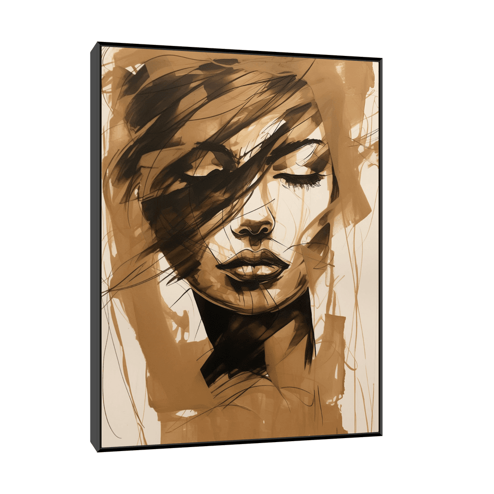 Canvas Slika na platnu Dama sa suptilnim pogledom, Sa ramom, 30 x 40 cm, Crni